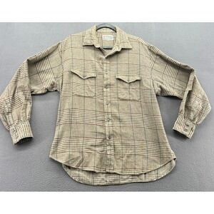VTG Turnbull & Asser Shirt Mens Sz L Button Up Flannel Plaid Herringbone Cotton